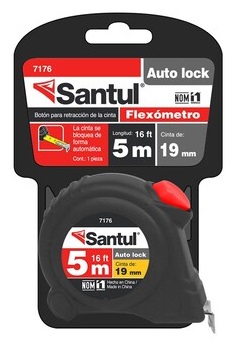 Cinta metrica auto lock, 5m x 19mm, Santul 7176